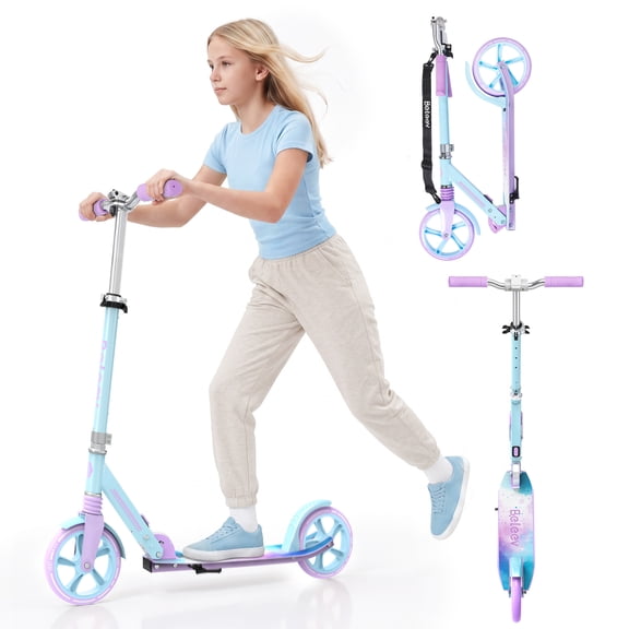 BELEEV Scooters for Kids 6 Years and up, Folding Kick Scooter 2 Wheel for Adults Teens, 4 Adjustable Handlebar, 200mm Big Wheels, Lightweight Sports Commuter Scooter, Sturdy Frame, up to 220lbs