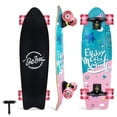 thumbnail image 1 of BELEEV Cruiser Skateboards for Beginners, 7 Ply Canadian Maple Double Kick Deck Concave Skateboard with Skate T-Tool, 27 x 8 inch Complete Skateboard for Kids Teens Adults, Pink, 1 of 10