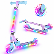 BELEEV Scooter for Kids Ages 6-12, two wheel Kick Scooter for Girls and Boys, Kids Scooter with Light up Wheels , Purple