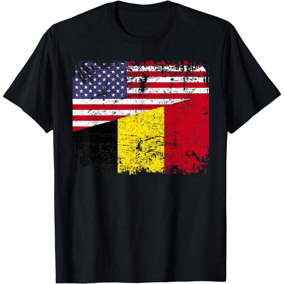 BELGIAN ROOTS | Half American Flag | BELGIUM T-Shirt mens t shirt,black,women,funny,misfits,men,journey,t-shirt