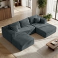 thumbnail image 1 of BELHOME 108" U-Shaped Sectional Sofa Boneless Couch, Modular Cloud Couch 50D High-Resilience Foam Compression Sofa, No Assembly Required, Corduroy Deep Seat Sofa for Living Room Apartment, 1 of 10