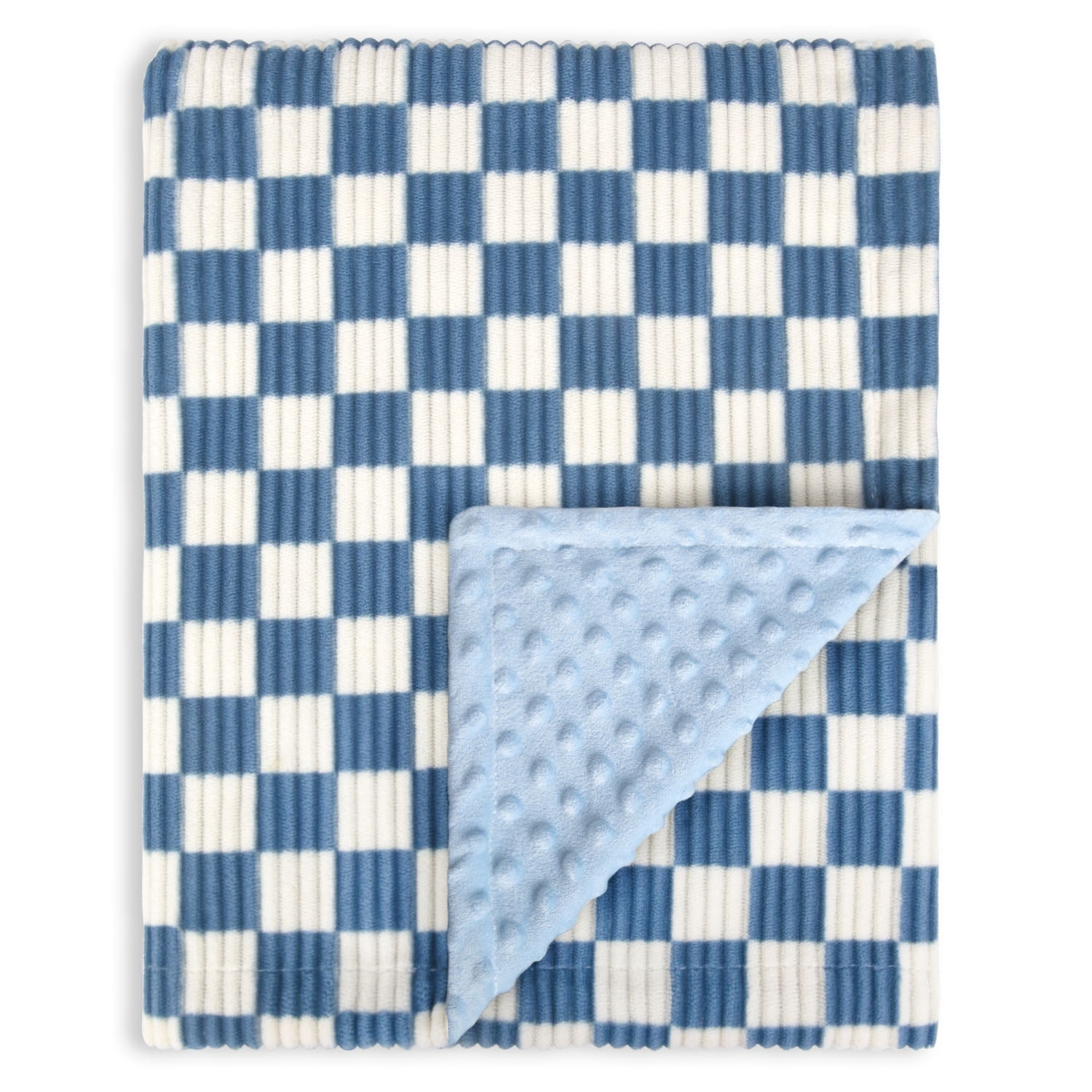 BELIMU Double Layer Dotted Backing Chessboard Gingham Baby Blankets for Newborn Blue,30x40 in