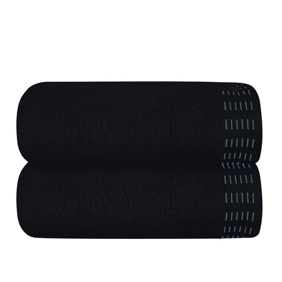 BELIZZI HOME 100% Premium Cotton 2 Pack Oversized Bath Towel Set 28x55 inches, Large Bath Towels, Ultra Absorbant Compact Quickdry & Lightweight Towel, Ideal for Gym Travel Camp Pool - Black