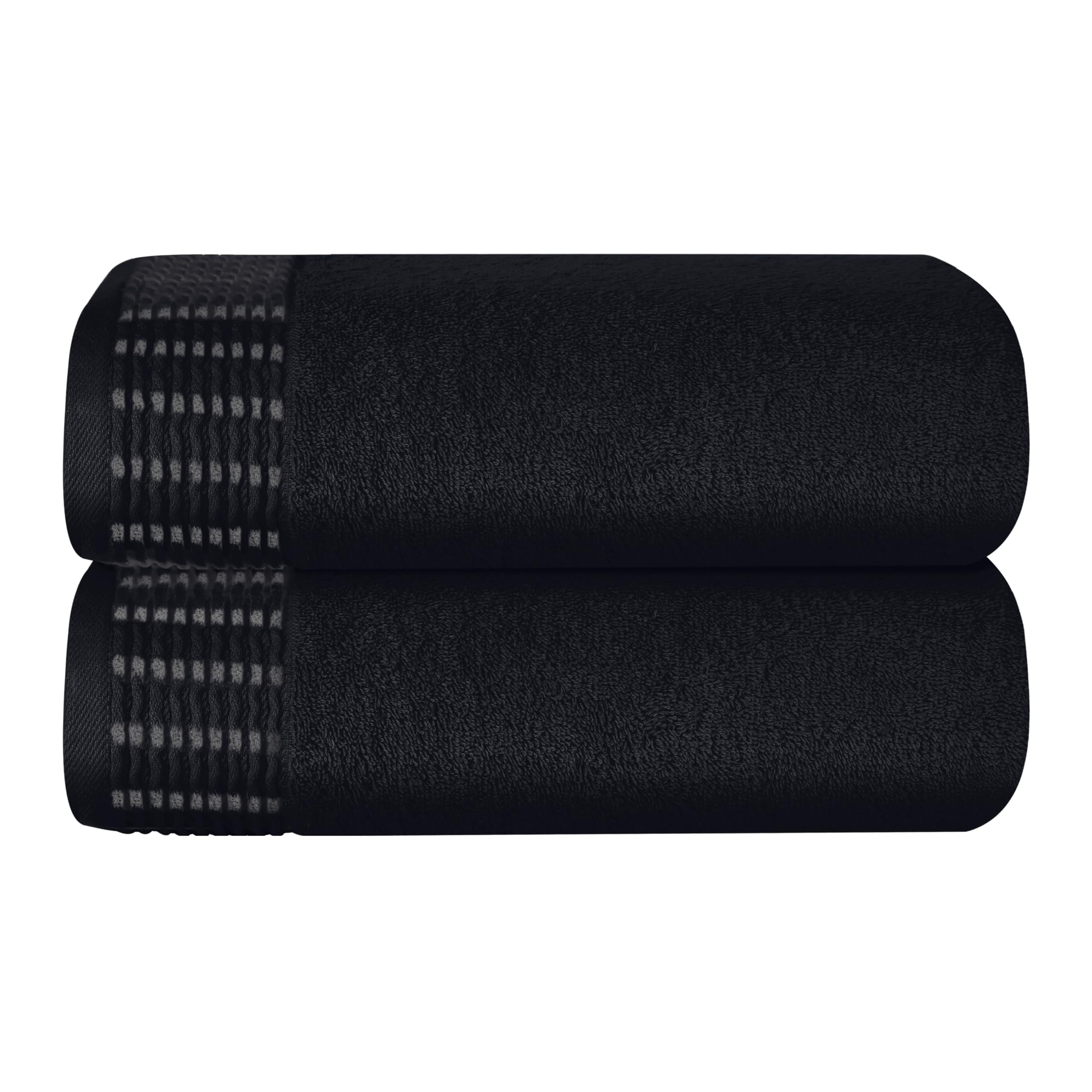 BELIZZI HOME 100% Premium Cotton 2 Pack Oversized Bath Towel Set 28x55 inches, Large Bath Towels, Ultra Absorbant Compact Quickdry & Lightweight Towel, Ideal for Gym Travel Camp Pool - Black