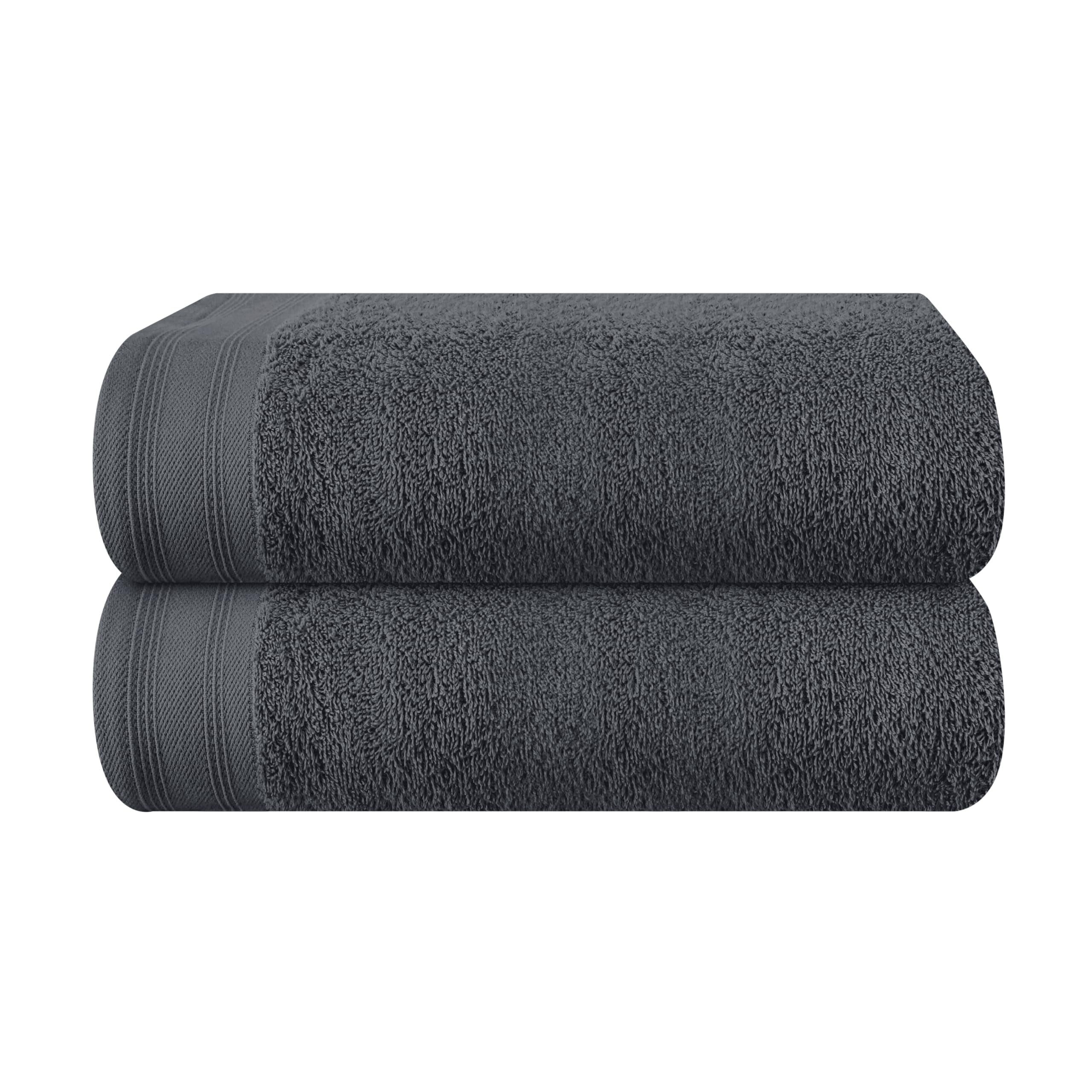 BELIZZI HOME 100% Premium Cotton 2 Pack Oversized Large Bath Towel Sets 28x55 inches, Ultra Absorbant, Compact, Quick Dry & Light Weight Towels - For Gym, Travel, Camp & Pool - Charcoal Grey