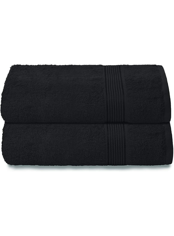 BELIZZI HOME 100% Premium Cotton 2 Pack Oversized Bath Towel Set 28x55 inches, Large Bath Towels, Ultra Absorbant Compact Quickdry & Lightweight Towel, Ideal for Gym Travel Camp Pool - Black