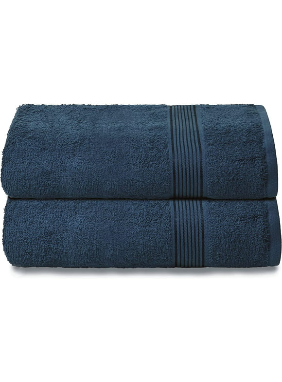 BELIZZI HOME 100% Premium Cotton 2 Pack Oversized Bath Towel Set 28x55 inches, Large Bath Towels, Ultra Absorbant Compact Quickdry & Lightweight Towel, Ideal for Gym Travel Camp Pool - Mineral Blue