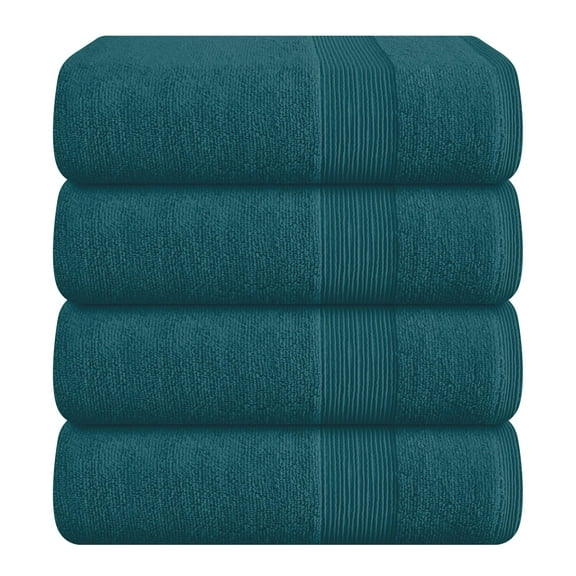 BELIZZI HOME 4 Pack Bath Towel Set 27x54, 100% Ring Spun Cotton, Ultra Soft Highly Absorbent Machine Washable Hotel Spa Quality Bath Towels for Bathroom, 4 Bath Towels Teal