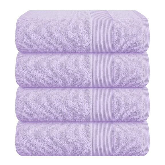 BELIZZI HOME 4 Pack Bath Towel Set 27x54, 100% Ring Spun Cotton, Ultra Soft Highly Absorbent Machine Washable Hotel Spa Quality Bath Towels for Bathroom, 4 Bath Towels Purple