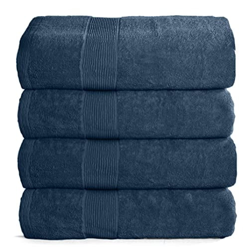 Brand – Pinzon Organic Cotton Bath Towel, Set of 4, Indigo Blue