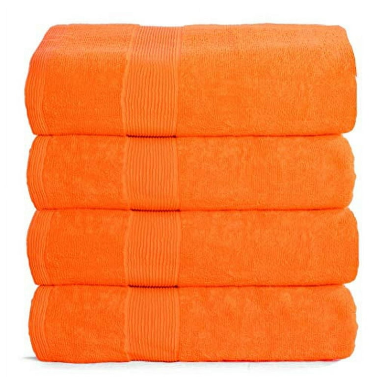 BELIZZI HOME 4 Pack Bath Towel Set 27x54, 100% Ring Spun Cotton, Ultra Soft  Highly Absorbent Machine Washable Hotel Spa Quality Bath Towels for Bathroom,  4 Bath Towels Orange 