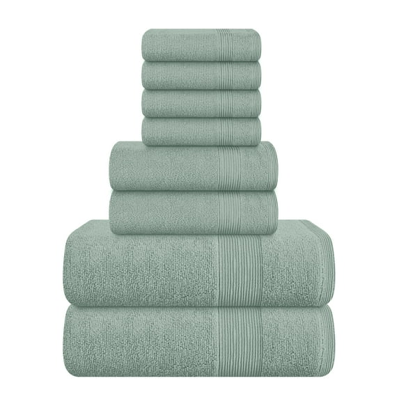 BELIZZI HOME 8 Piece Towel Set 100% Ring Spun Cotton, 2 Bath Towels 27x54, 2 Hand Towels 16x28 and 4 Washcloths 13x13 - Ultra Soft Highly Absorbent Machine Washable Hotel Spa Quality - Jade