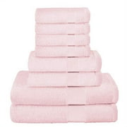 BELIZZI HOME 8 Piece Towel Set 100% Ring Spun Cotton, 2 Bath Towels 27x54, 2 Hand Towels 16x28 and 4 Washcloths 13x13 - Ultra Soft Highly Absorbent Machine Washable Hotel Spa Quality - Pink