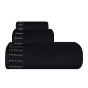 BELIZZI HOME Ultra Soft 3 Pack Cotton Towel Set, Contains a Bath Towel 28x55 inch, a Hand Towel 16x24 inch & a Wash Coth 12x12 inch, Ideal Everyday use, Compact & Lightweight - Black