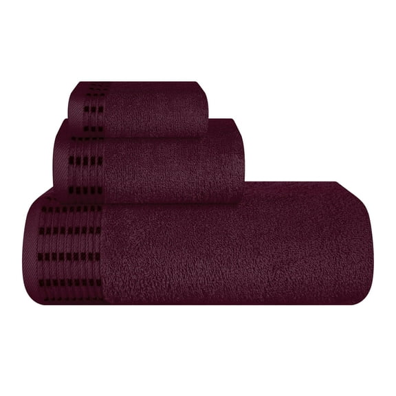 BELIZZI HOME Ultra Soft 3 Pack Cotton Towel Set, Contains a Bath Towel 28x55 inch, a Hand Towel 16x24 inch & a Wash Coth 12x12 inch, Ideal Everyday use, Compact & Lightweight - Burgundy