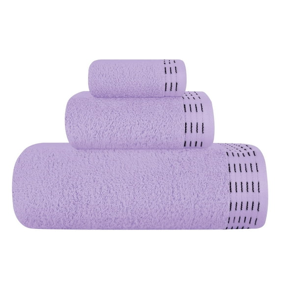 BELIZZI HOME Ultra Soft 3 Pack Cotton Towel Set, Contains a Bath Towel 28x55 inch, a Hand Towel 16x24 inch & a Wash Coth 12x12 inch, Ideal Everyday use, Compact & Lightweight - Purple