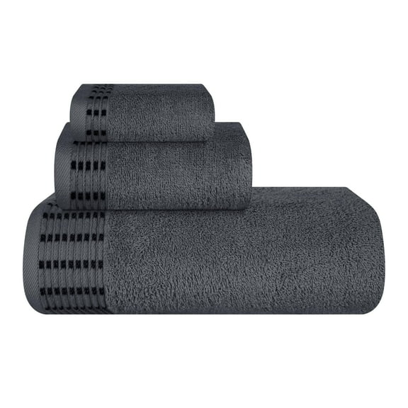 BELIZZI HOME Ultra Soft 3 Pack Cotton Towel Set, Contains a Bath Towel 28x55 inch, a Hand Towel 16x24 inch & a Wash Coth 12x12 inch, Ideal Everyday use, Compact & Lightweight - Charcoal Grey