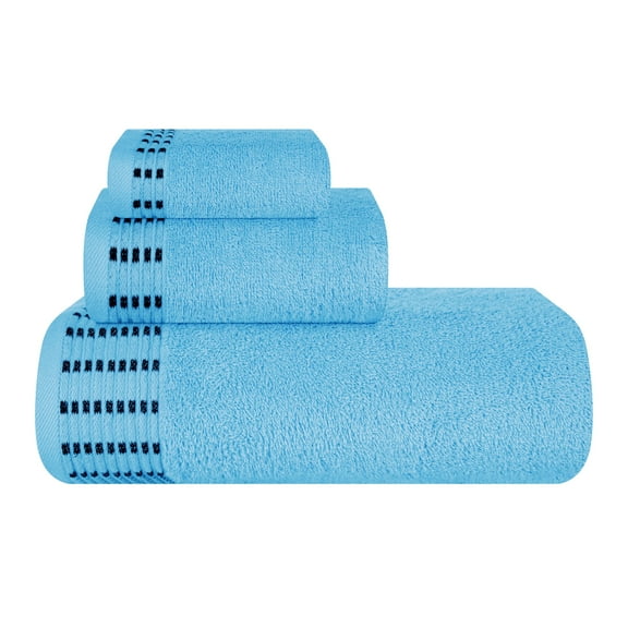 BELIZZI HOME Ultra Soft 3 Pack Cotton Towel Set, Contains a Bath Towel 28x55 inch, a Hand Towel 16x24 inch & a Wash Coth 12x12 inch, Ideal Everyday use, Compact & Lightweight - Sky Blue