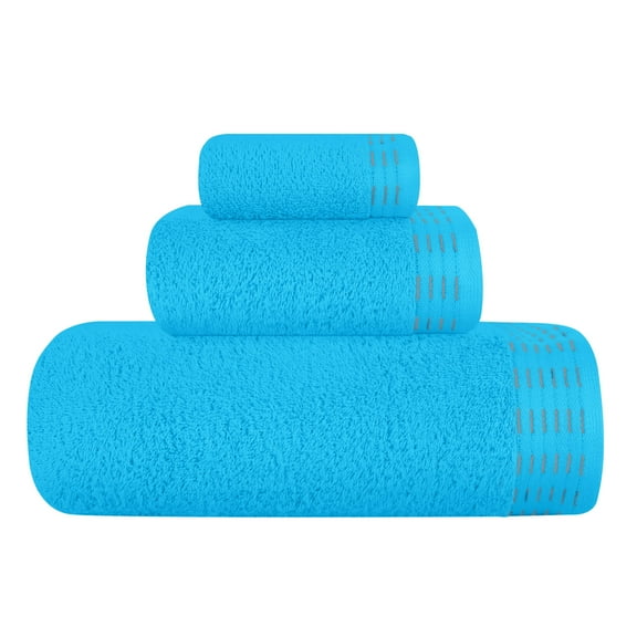 BELIZZI HOME Ultra Soft 3 Pack Cotton Towel Set, Contains a Bath Towel 28x55 inch, a Hand Towel 16x24 inch & a Wash Coth 12x12 inch, Ideal Everyday use, Compact & Lightweight - Turquoise Blue