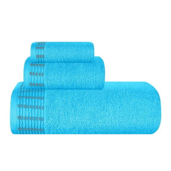 BELIZZI HOME Ultra Soft 3 Pack Cotton Towel Set, Contains a Bath Towel 28x55 inch, a Hand Towel 16x24 inch & a Wash Coth 12x12 inch, Ideal Everyday use, Compact & Lightweight - Turquoise Blue