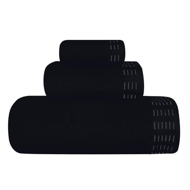 BELIZZI HOME Ultra Soft 3 Pack Cotton Towel Set, Contains a Bath Towel 28x55 inch, a Hand Towel 16x24 inch & a Wash Coth 12x12 inch, Ideal Everyday use, Compact & Lightweight - Black