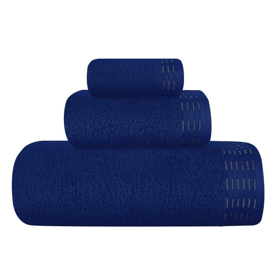 BELIZZI HOME Ultra Soft 3 Pack Cotton Towel Set, Contains a Bath Towel 28x55 inch, a Hand Towel 16x24 inch & a Wash Coth 12x12 inch, Ideal Everyday use, Compact & Lightweight - Navy Blue