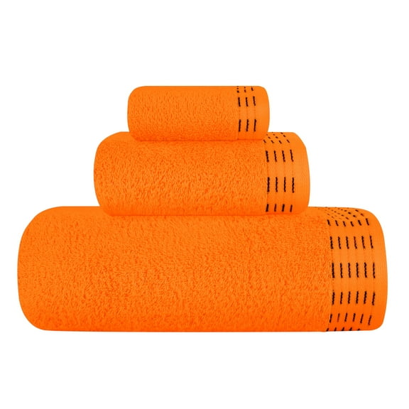 BELIZZI HOME Ultra Soft 3 Pack Cotton Towel Set, Contains a Bath Towel 28x55 inch, a Hand Towel 16x24 inch & a Wash Coth 12x12 inch, Ideal Everyday use, Compact & Lightweight - Orange