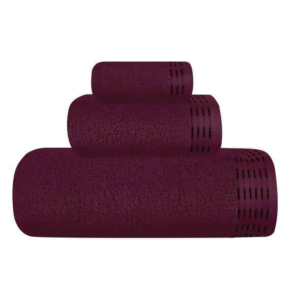 BELIZZI HOME Ultra Soft 3 Pack Cotton Towel Set, Contains a Bath Towel 28x55 inch, a Hand Towel 16x24 inch & a Wash Coth 12x12 inch, Ideal Everyday use, Compact & Lightweight - Burgundy