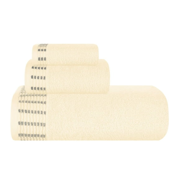 BELIZZI HOME Ultra Soft 3 Pack Cotton Towel Set, Contains a Bath Towel 28x55 inch, a Hand Towel 16x24 inch & a Wash Coth 12x12 inch, Ideal Everyday use, Compact & Lightweight - Ivory