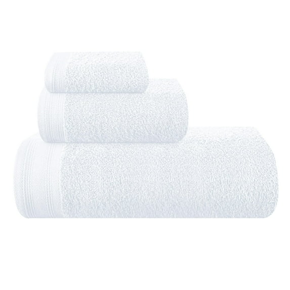 BELIZZI HOME Ultra Soft 3 Pack Cotton Towel Sets - 1 Pc Bath Towel 28x55 inch, 1 Pc Hand Towel 16x24 inch & 1 Pc Wash Coth 12x12 inch. For Everyday Use, Compact & Light Weight - White