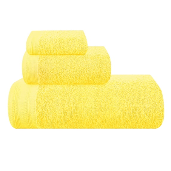 BELIZZI HOME Ultra Soft 3 Pack Cotton Towel Sets - 1 Pc Bath Towel 28x55 inch, 1 Pc Hand Towel 16x24 inch & 1 Pc Wash Coth 12x12 inch. For Everyday Use, Compact & Light Weight - Lime Yellow