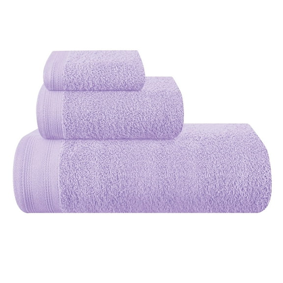 BELIZZI HOME Ultra Soft 3 Pack Cotton Towel Sets - 1 Pc Bath Towel 28x55 inch, 1 Pc Hand Towel 16x24 inch & 1 Pc Wash Coth 12x12 inch. For Everyday Use, Compact & Light Weight - Purple