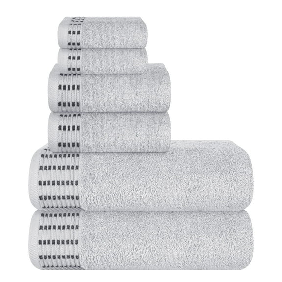 BELIZZI HOME Ultra Soft 6 Pack Cotton Towel Set, Contains 2 Bath Towels 28x55 inch, 2 Hand Towels 16x24 inch & 2 Wash Coths 12x12 inch, Ideal for Everyday use, Compact & Lightweight - Light Grey