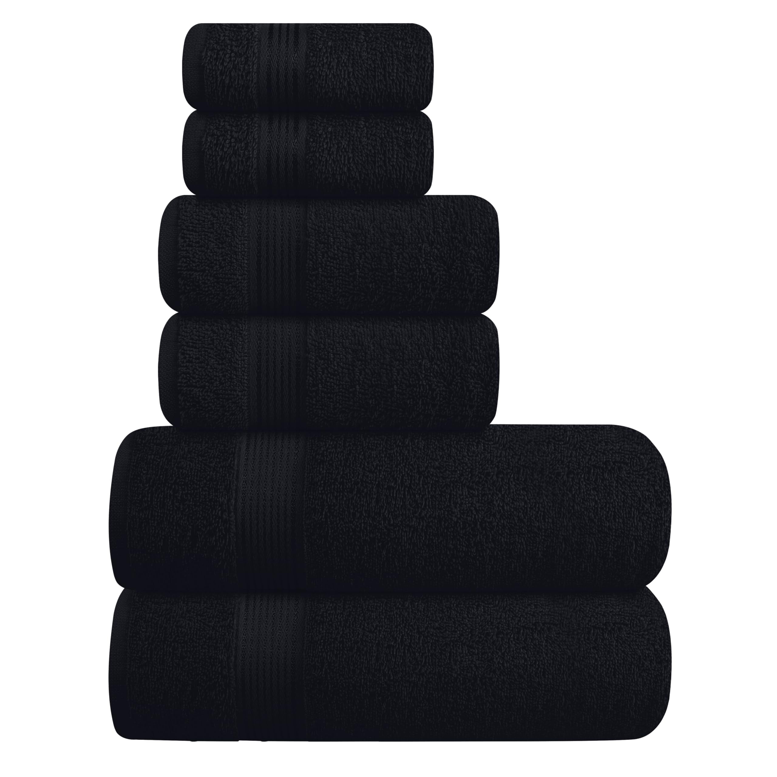 Oversized Black Cotton Bath Towel Set