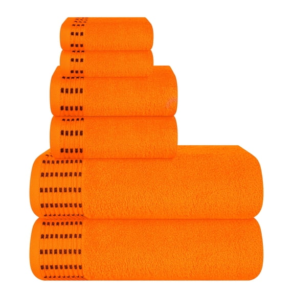 BELIZZI HOME Ultra Soft 6 Pack Cotton Towel Set, Contains 2 Bath Towels 28x55 inch, 2 Hand Towels 16x24 inch & 2 Wash Coths 12x12 inch, Ideal for Everyday use, Compact & Lightweight - Orange