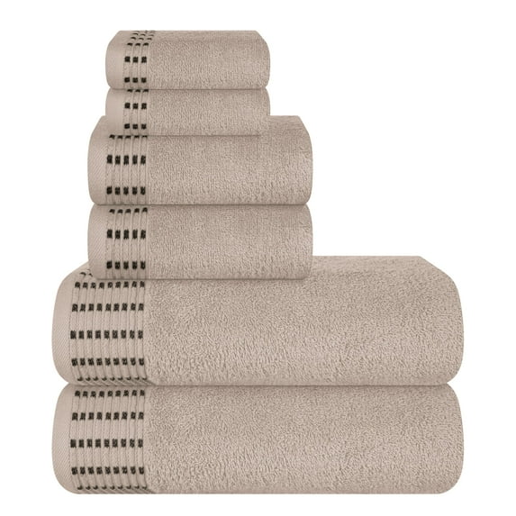 BELIZZI HOME Ultra Soft 6 Pack Cotton Towel Set, Contains 2 Bath Towels 28x55 inch, 2 Hand Towels 16x24 inch & 2 Wash Coths 12x12 inch, Ideal Everyday use, Compact & Lightweight - Tan