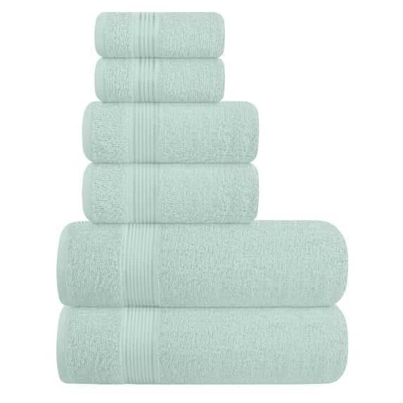 BELIZZI HOME Ultra Soft 6 Pack Cotton Towel Set, Contains 2 Bath Towels 28x55 inch, 2 Hand Towels 16x24 inch & 2 Wash Coths 12x12 inch, Ideal Everyday use, Compact & Lightweight - Sea Green