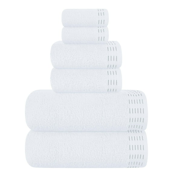 BELIZZI HOME Ultra Soft 6 Pack Cotton Towel Set, Contains 2 Bath Towels 28x55 inch, 2 Hand Towels 16x24 inch & 2 Wash Coths 12x12 inch, Ideal Everyday use, Compact & Lightweight - White
