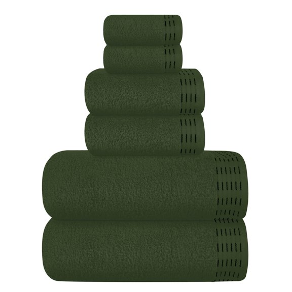 BELIZZI HOME Ultra Soft 6 Pack Cotton Towel Set, Contains 2 Bath Towels 28x55 inch, 2 Hand Towels 16x24 inch & 2 Wash Coths 12x12 inch, Ideal Everyday use, Compact & Lightweight - Olive Green