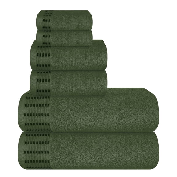 BELIZZI HOME Ultra Soft 6 Pack Cotton Towel Set, Contains 2 Bath Towels 28x55 inch, 2 Hand Towels 16x24 inch & 2 Wash Coths 12x12 inch, Ideal Everyday use, Compact & Lightweight - Olive Green