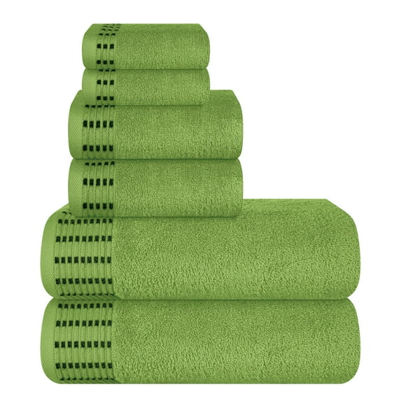 BELIZZI HOME Ultra Soft 6 Pack Cotton Towel Set, Contains 2 Bath Towels 28x55 inch, 2 Hand Towels 16x24 inch & 2 Wash Coths 12x12 inch, Ideal for Everyday use, Compact & Lightweight - Kiwi Green