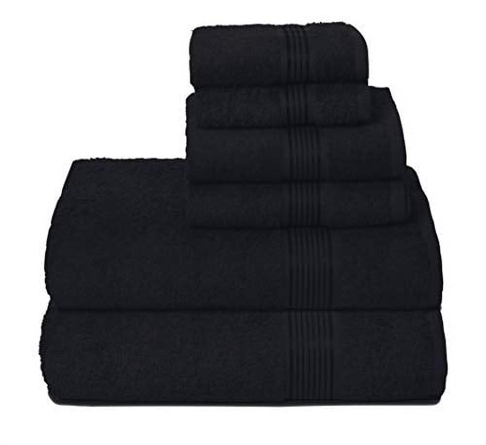 BELIZZI HOME Ultra Soft 6 Pack Cotton Towel Set, Contains 2 Bath Towels 28x55 inch, 2 Hand Towels 16x24 inch & 2 Wash Coths 12x12 inch, Ideal for Everyday use, Compact & Lightweight - Black