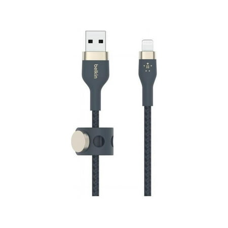 Belkin BoostCharge Pro Flex Braided USB Type A to Lightning Cable (2M/6.6FT), MFi Certified Charging Cable for iPhone 14, 13, 12, 11, Pro, Max, Mini, SE, iPad - Blue