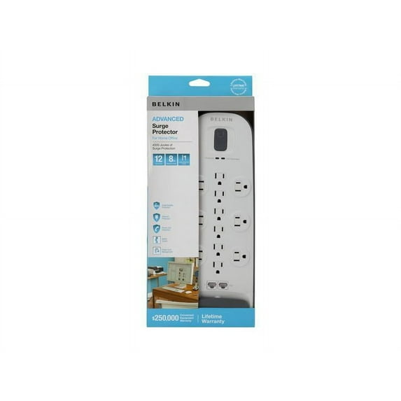 BELKIN BV112234-08 8ft 12 Outlets 3996 j Surge with Ethernet, Cable/Satellite/Telephone Protection