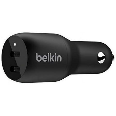 BELKIN CCB002btBK Black BOOST CHARGE Dual USB-C Car Charger 36W