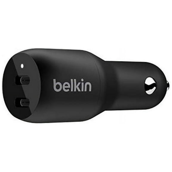 Belkin 36-Watt Dual-USB Car Charger - Power Delivery 2 18W USB-C Ports with PPS Charging Apple iPhone 14, 14 Pro, 14 Pro Max, iPhone 13, 13 Pro, 13 Pro Max Samsung Galaxy, AirPods - USB-C Charger