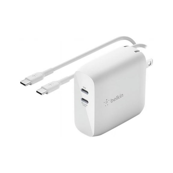 Belkin BoostCharge Dual USB-C GaN Wall Charger 68W + USB-C Cable for iPhone 16, iPhone 16 Pro, iPhone 16 Pro Max, Galaxy S25, S24, Galaxy Note, Pixel 9 & 8, iPad Pro, Nintendo Switch 2 & More