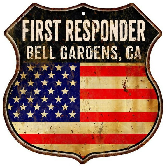 BELL GARDENS, CA First Responder USA 12x12 Metal Sign Fire Police 211110022871