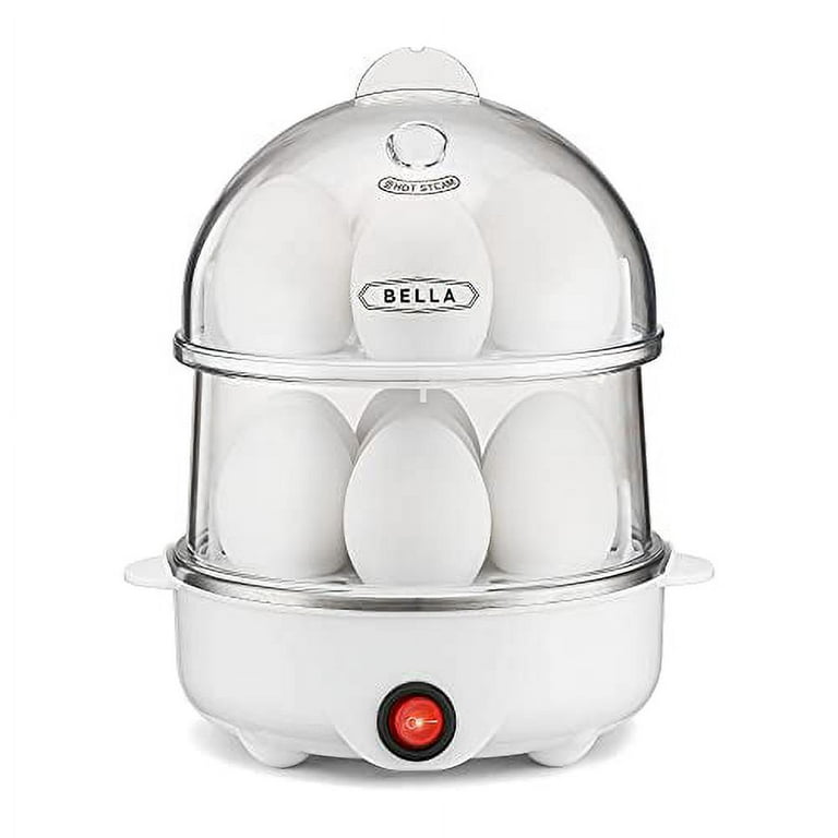 Bella 17288 Double Cooker, Rapid Boiler, Poacher Maker Make Up to 14 Large Boiled Eggs, Poaching and Omelete Tray Included, Stack, White