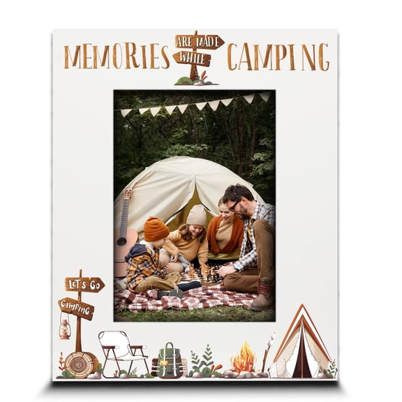 BELLA BUSTA Fishing Themed Picture Frame-Adventures, Fishing Memories Gifts-Christmas, Birthday, Father's Day, Grandpa, Daddy Present-Print (5x7 Vertical (Camping)) A101